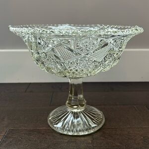 Vintage 1910 Keystone Pattern Pedestal Compote by U.S. Glass Co. (Reproduction)